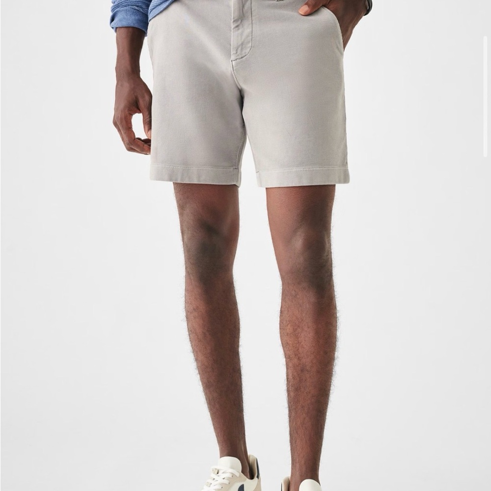 Faherty Light Gray Flat Front Shorts